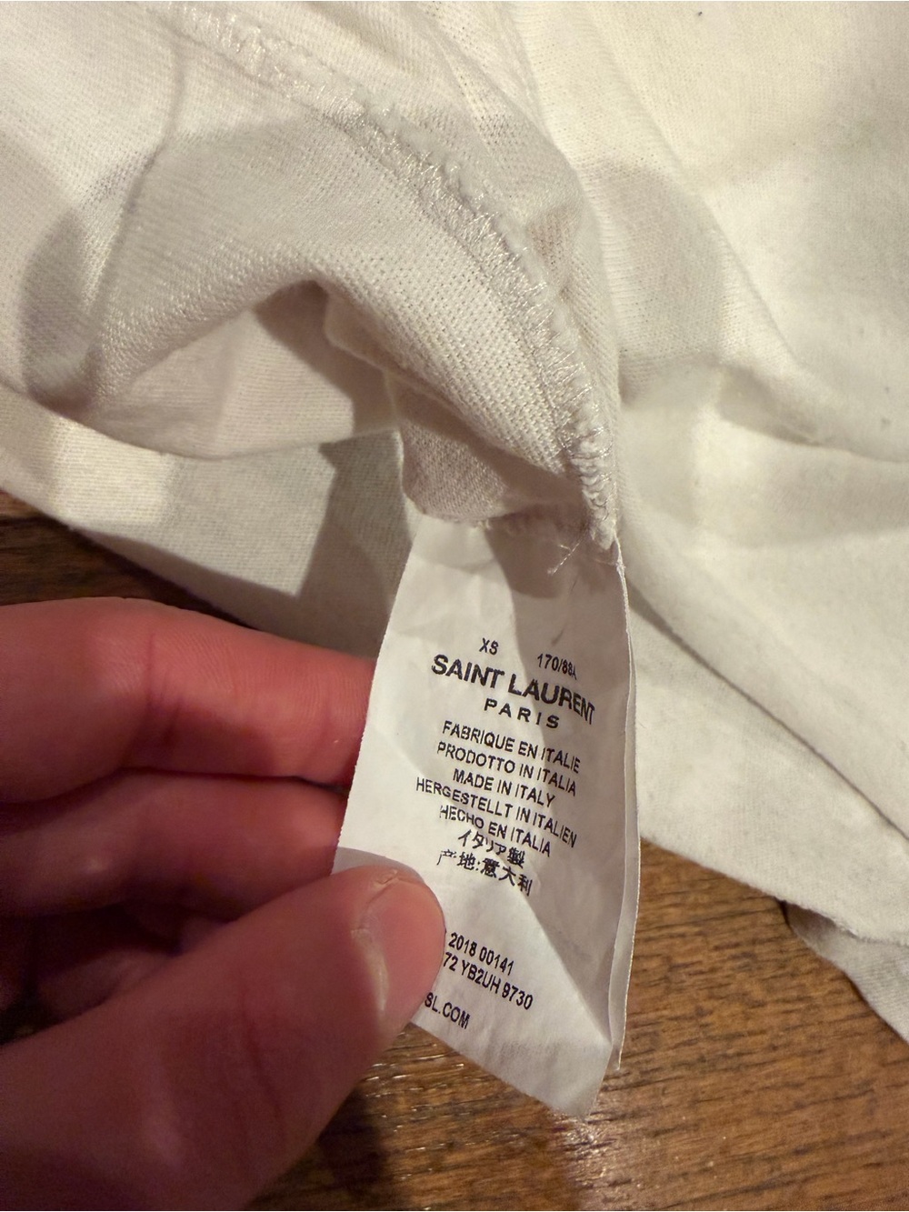 Saint Laurent White Short Sleeve Graphic Tee with Black Print - Picture 4 of 4